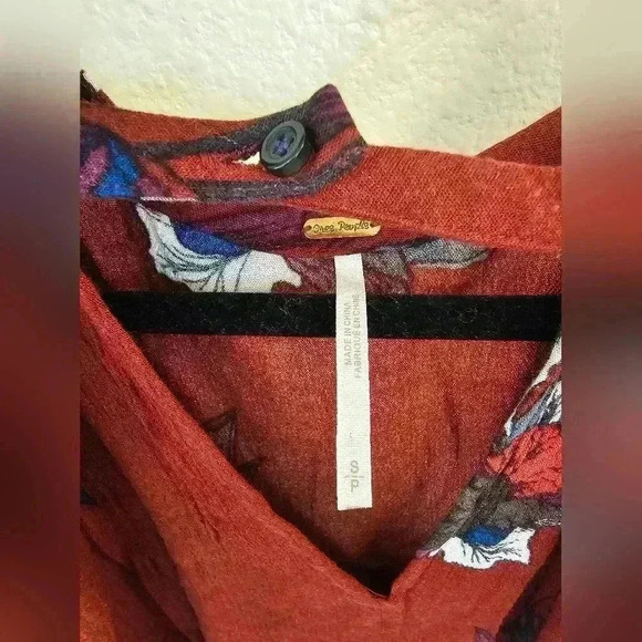 Free People Womens Size S Electric Orchid Print Swing Tunic Dress Boho Flowers - Picture 9 of 14